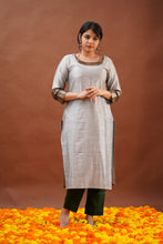 Load image into Gallery viewer, KRITHA - STEEL GREY KURTI ONLY
