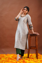 Load image into Gallery viewer, KRITHA - STEEL GREY KURTI ONLY