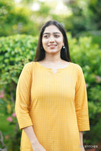 Load image into Gallery viewer, HANDLOOM MUSTARD KURTI ONLY
