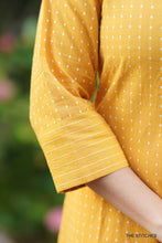 Load image into Gallery viewer, HANDLOOM MUSTARD KURTI ONLY