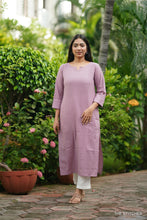 Load image into Gallery viewer, HANDLOOM LAVENDER KURTI ONLY