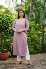 Load image into Gallery viewer, HANDLOOM LAVENDER KURTI ONLY