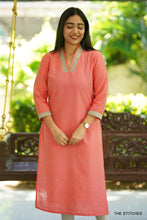 Load image into Gallery viewer, PEACH DUPION KURTI ONLY