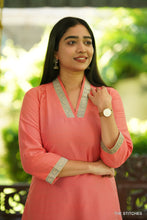 Load image into Gallery viewer, PEACH DUPION KURTI ONLY