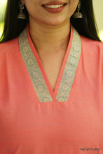 Load image into Gallery viewer, PEACH DUPION KURTI ONLY