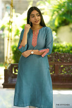 Load image into Gallery viewer, BLUE DUPION KURTI ONLY