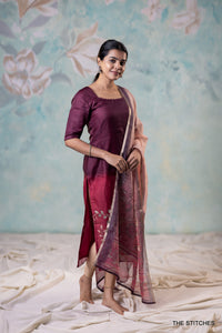 ANIKA KURTI with DUPATTA - MAROON