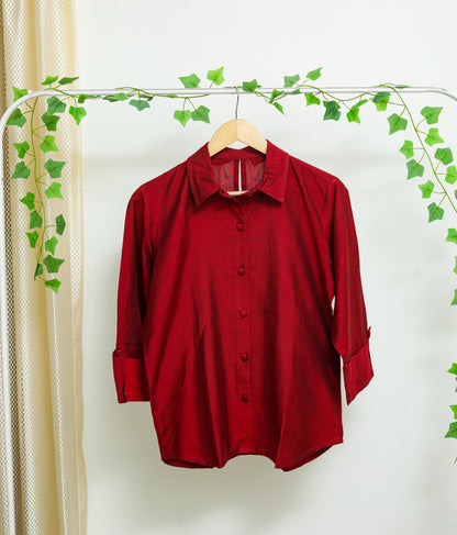 Dupion Silk Shirt - Maroon