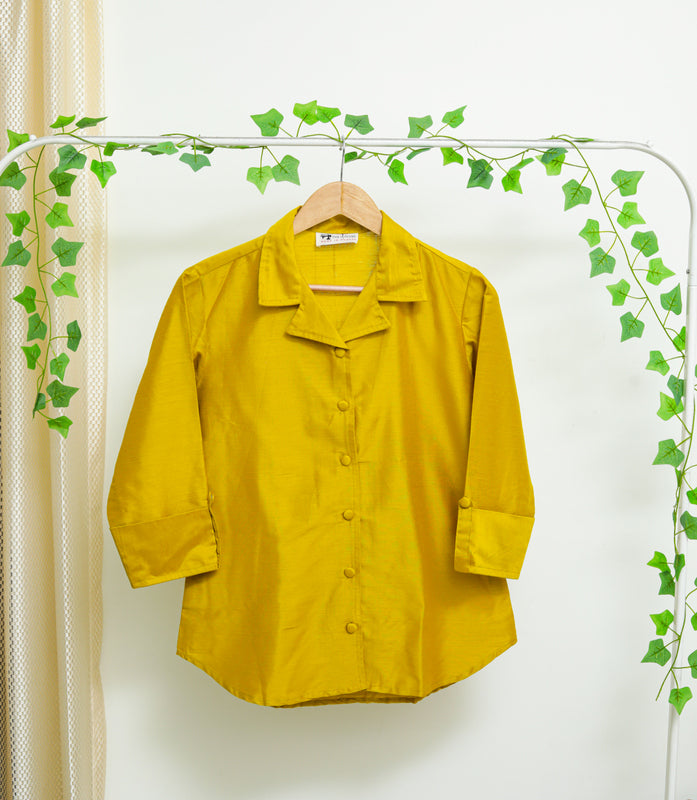 Dupion Silk Shirt - Mustard