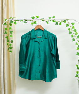 Dupion Silk Shirt - Peacock green