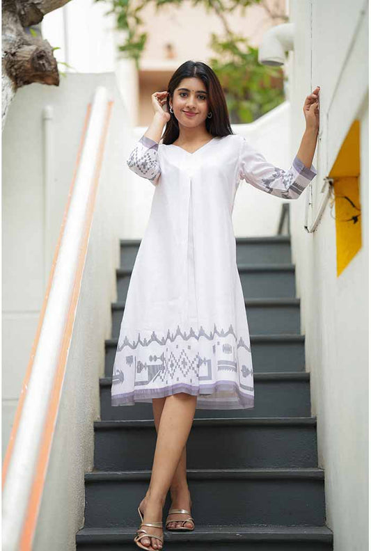 PRINTED MUL COTTON  A- LINE DRESS