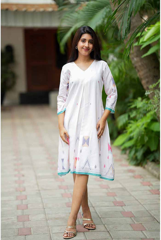 PRINTED MUL COTTON  A- LINE DRESS