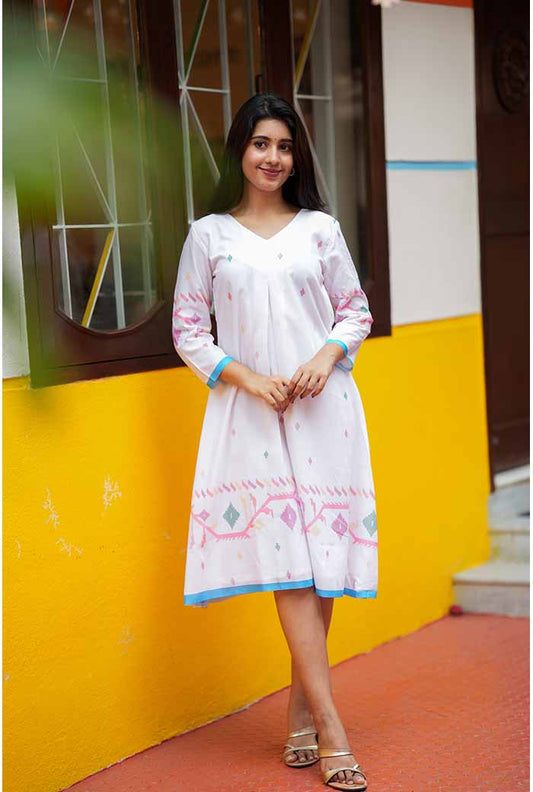 PRINTED MUL COTTON  A- LINE DRESS
