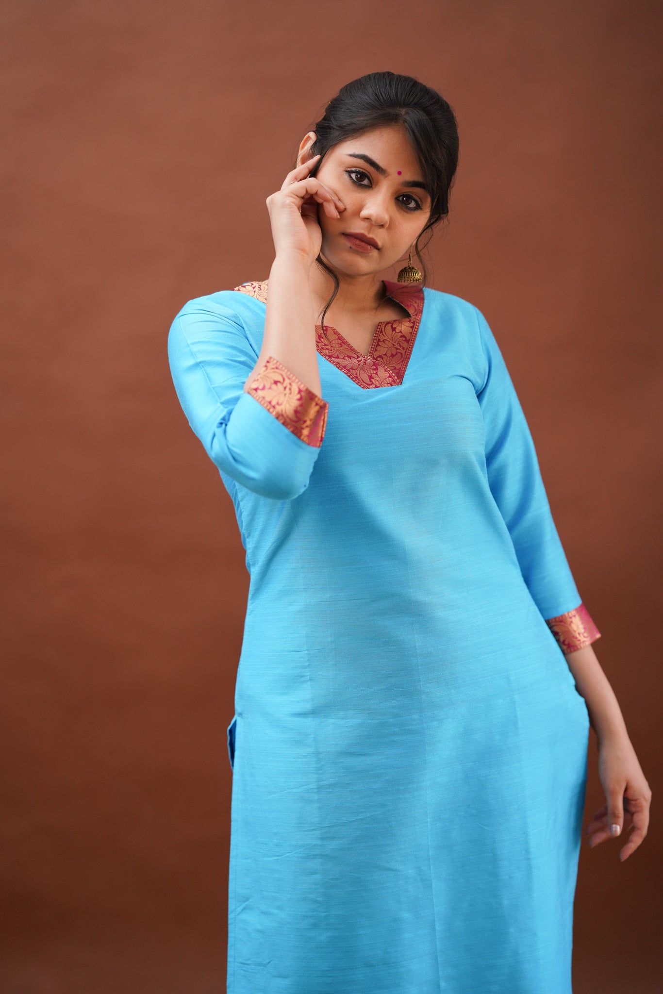 KHUSHI - DEEP SKY BLUE TOP ONLY (M,XL Available)