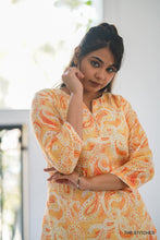 Load image into Gallery viewer, Paisley print Semi Linen (Mustard) - KURTI ONLY
