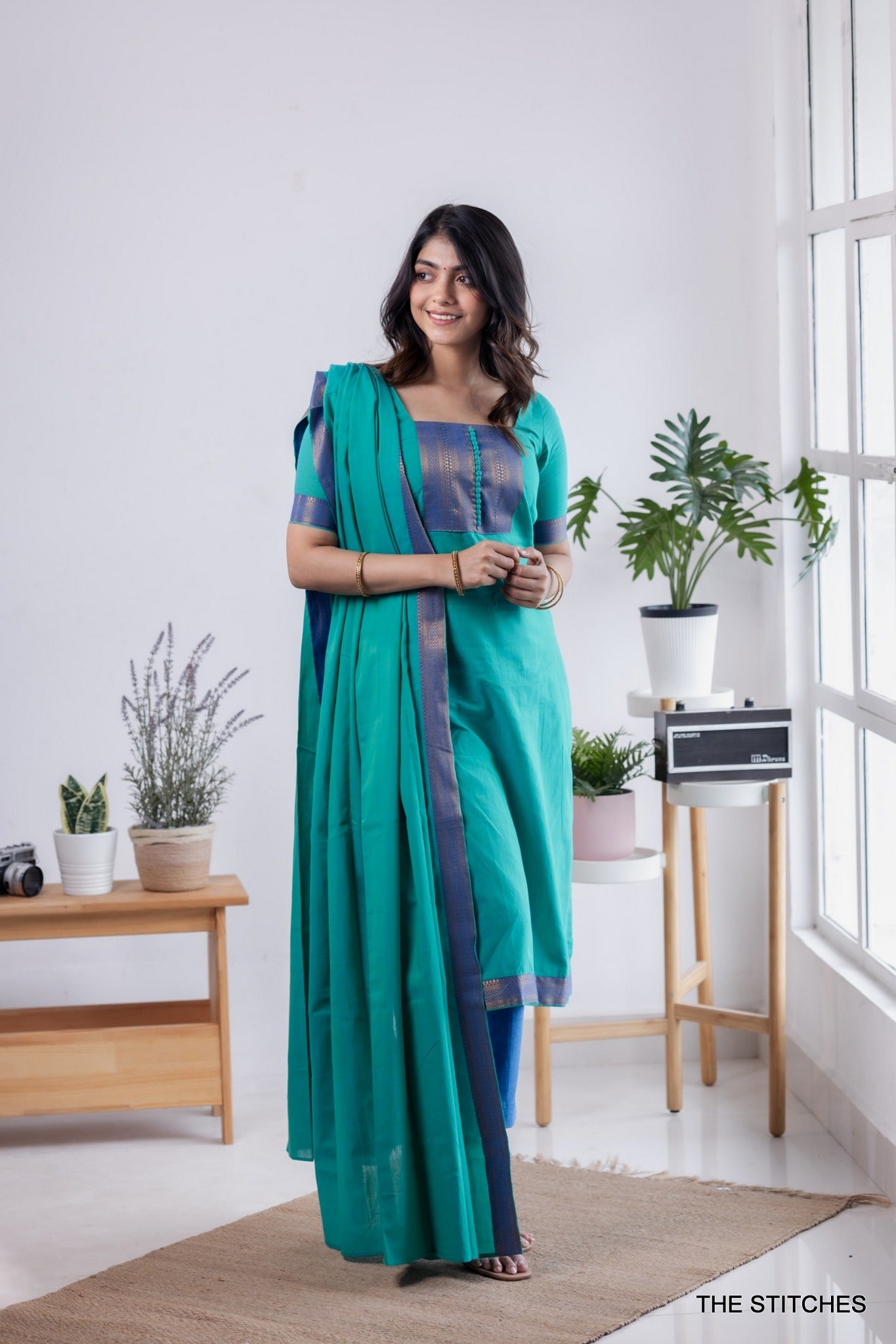 MANGALAGIRI KURTI with DUPATTA - TEAL
