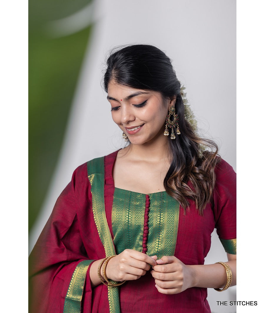 MANGALAGIRI KURTI with DUPATTA - MAROON