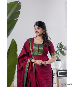 MANGALAGIRI KURTI with DUPATTA - MAROON
