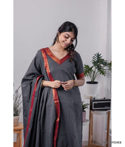 MANGALAGIRI KURTI with DUPATTA - GREY