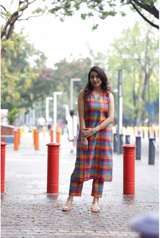 MADRAS CHECKED COTTON SUIT SET